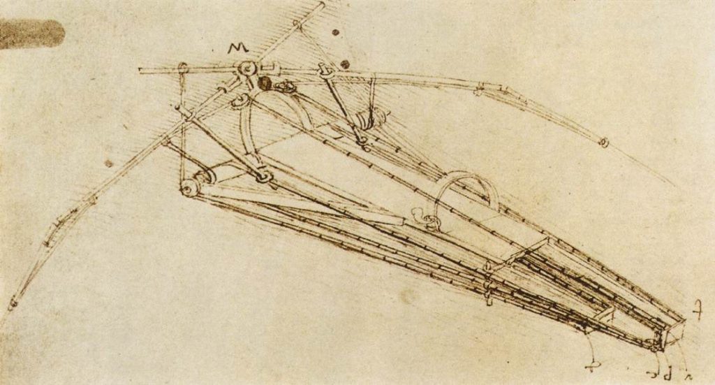 A design for a flying machine by Leonardo da Vinci